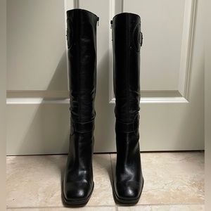Franco Sarto black leather knee high boots